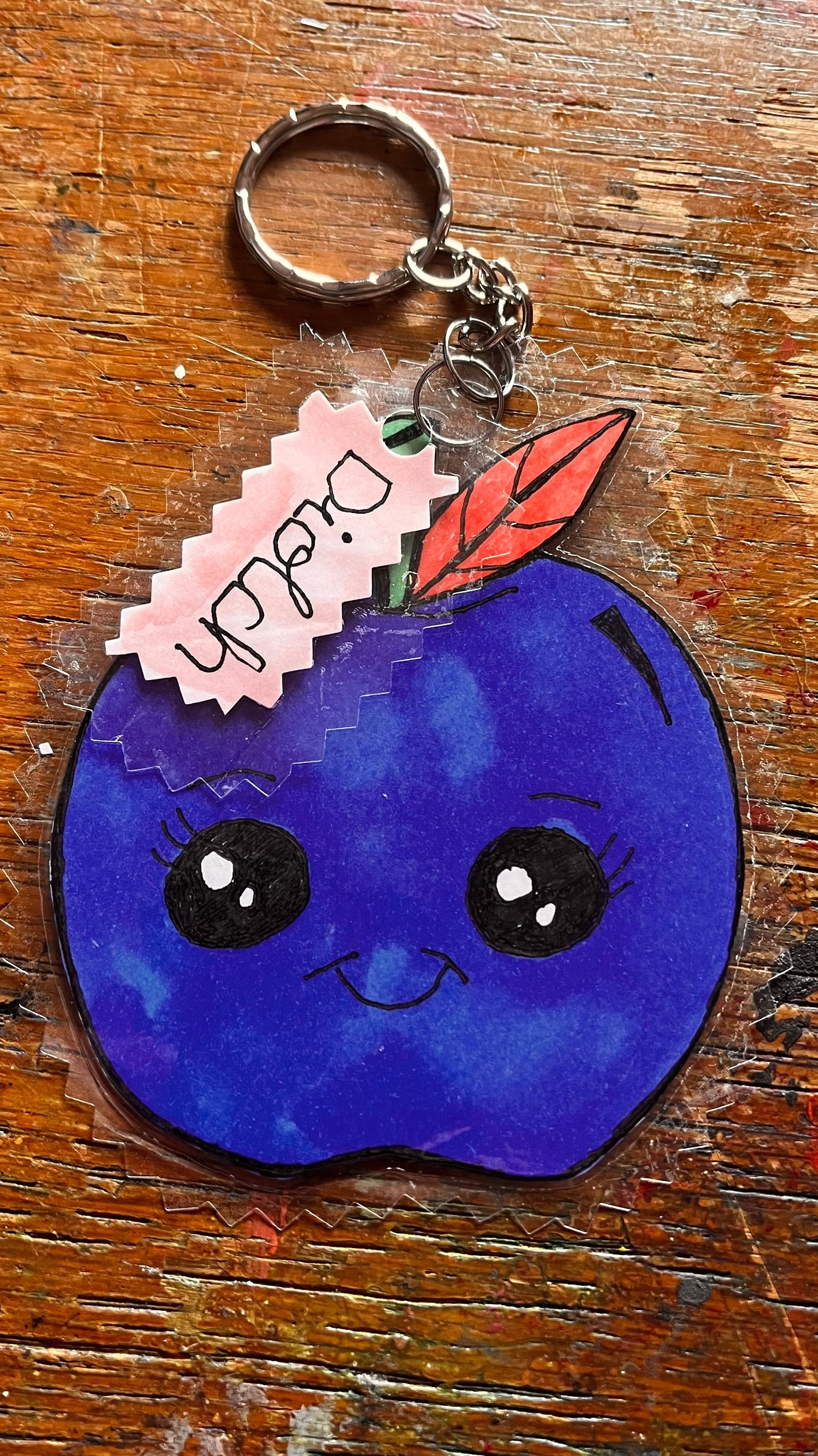 Handmade Laminated Apple little Keyring – Perfect Teacher Gift, Diolch Welsh Teacher Keychring