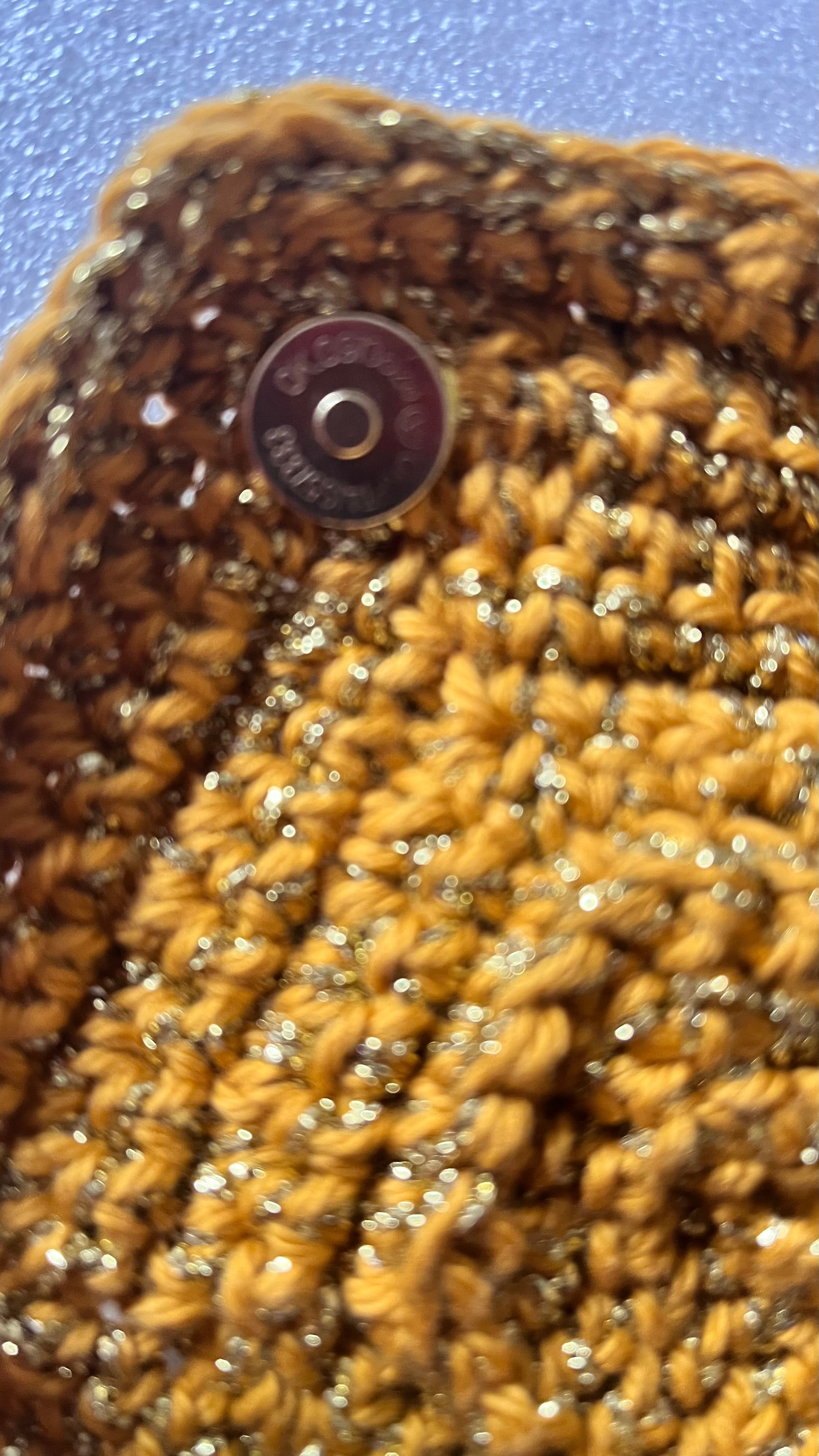 Mustard & Gold Crochet Wrist Purse – Handmade Small Clutch