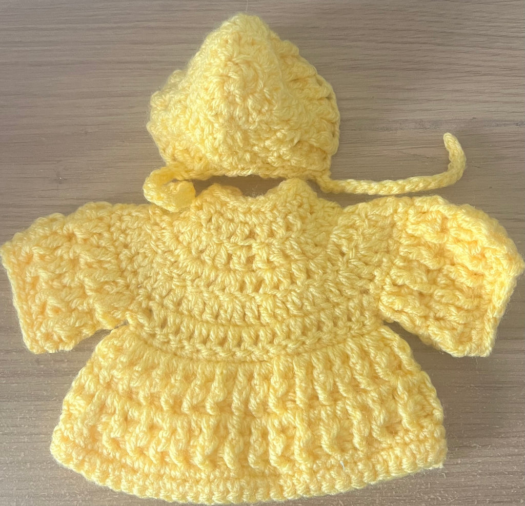 Hand‑Crocheted Preemie Baby Cardigan & Bonnet Set