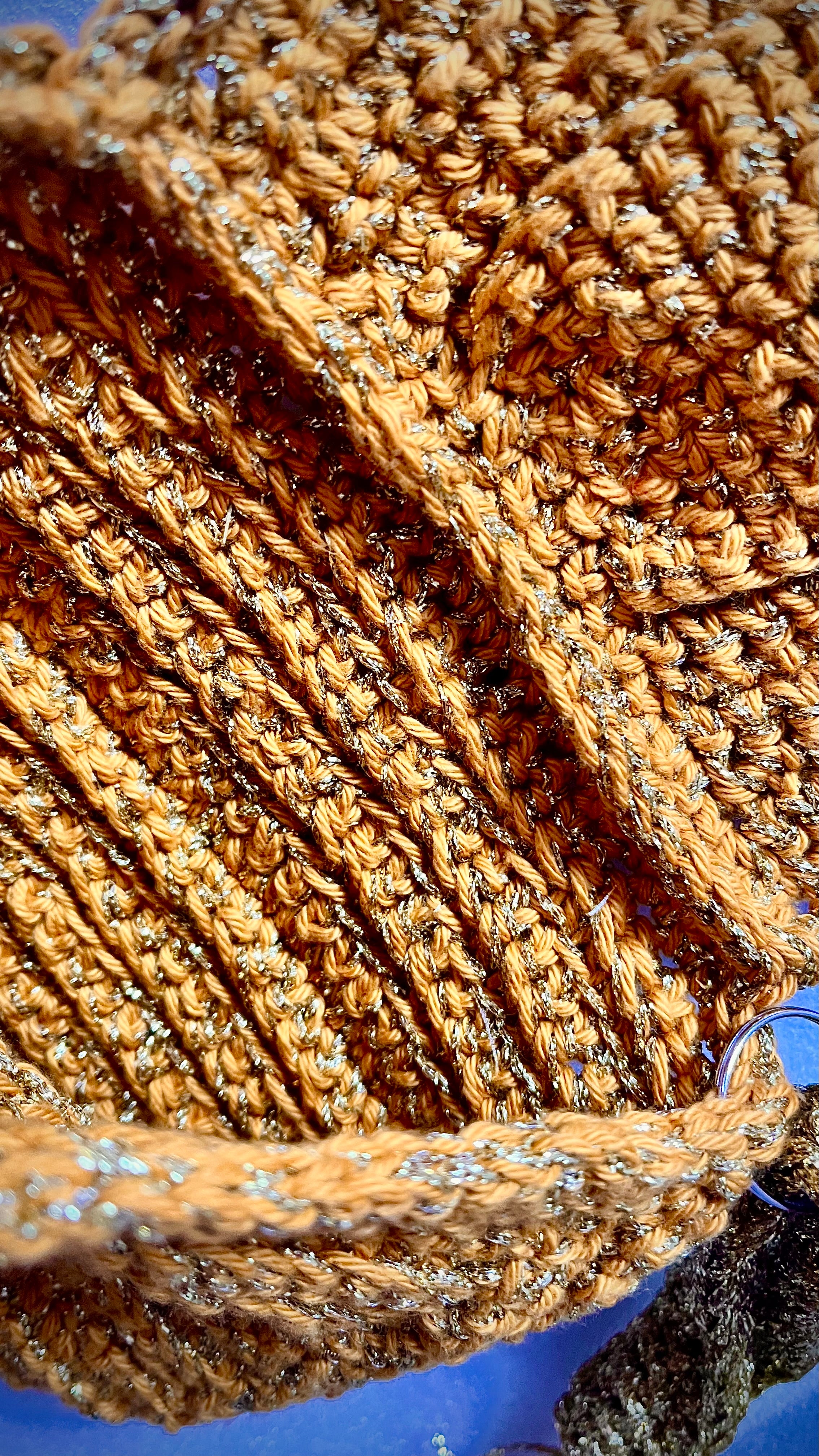 Mustard & Gold Crochet Wrist Purse – Handmade Small Clutch