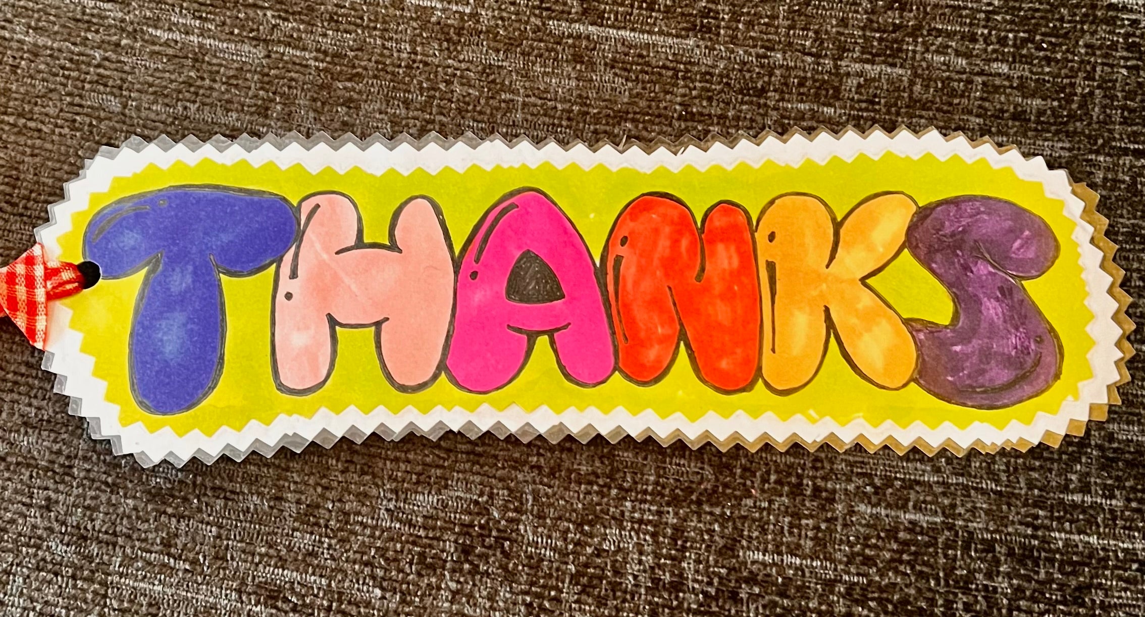 Hand‑Drawn Thank You Bookmark – Cute Laminated Design  Teacher Gift  End‑of‑Term Keepsake