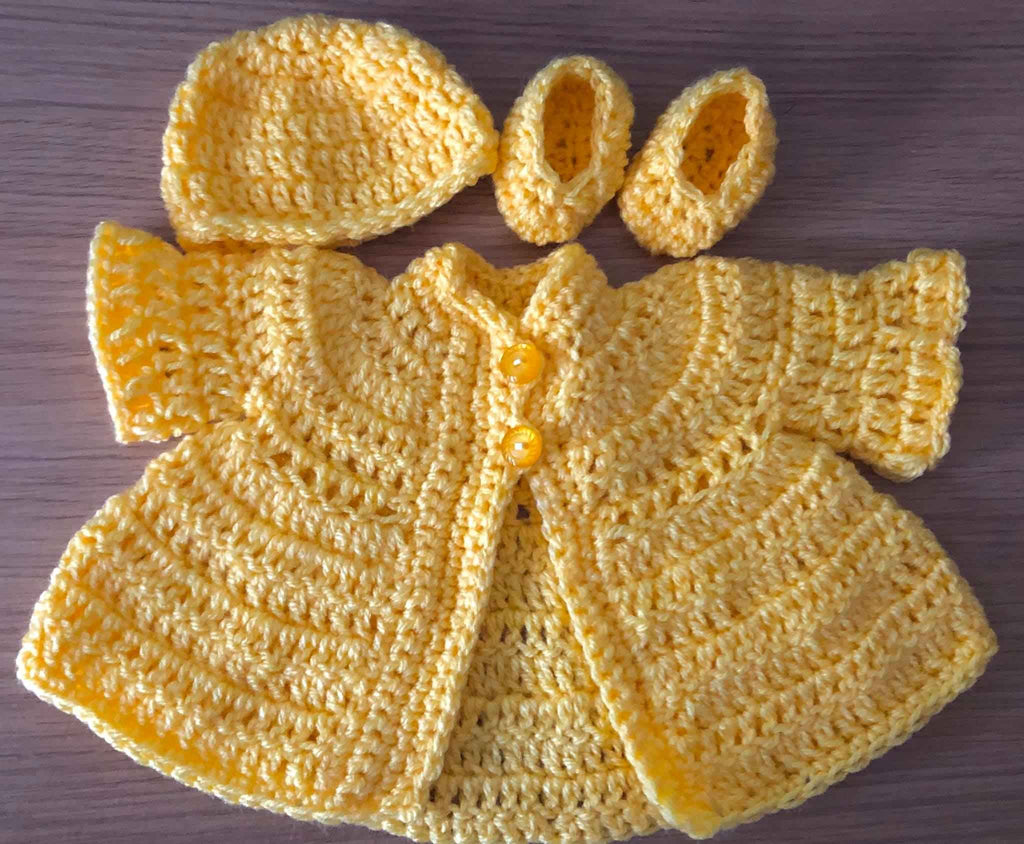 Preemie Baby Gift Set UK | Hand Crochet Cardigan Hat & Shoes for Premature Babies, NICU & Tiny Baby Angel Gifts