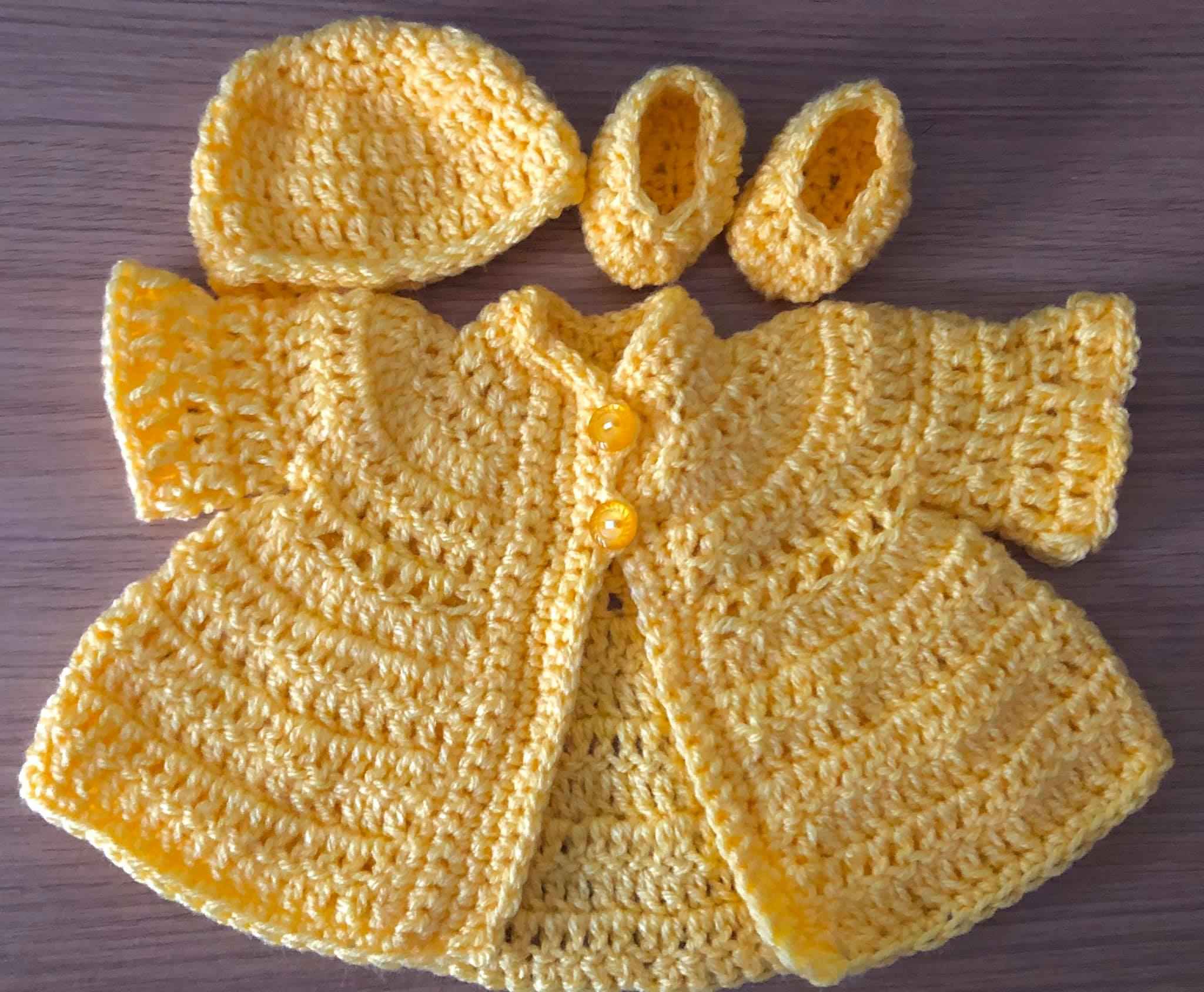 Preemie Baby Gift Set UK | Hand Crochet Cardigan Hat & Shoes for Premature Babies, NICU & Tiny Baby Angel Gifts