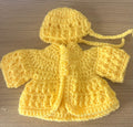 Hand‑Crocheted Preemie Baby Cardigan & Bonnet Set