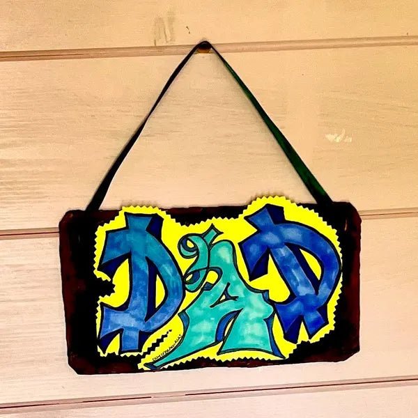 Graffiti Dad Sign | Faux Metal Wall Art Made from Recycled Cardboard | Unique Eco Dad Gift - cosy creations 24