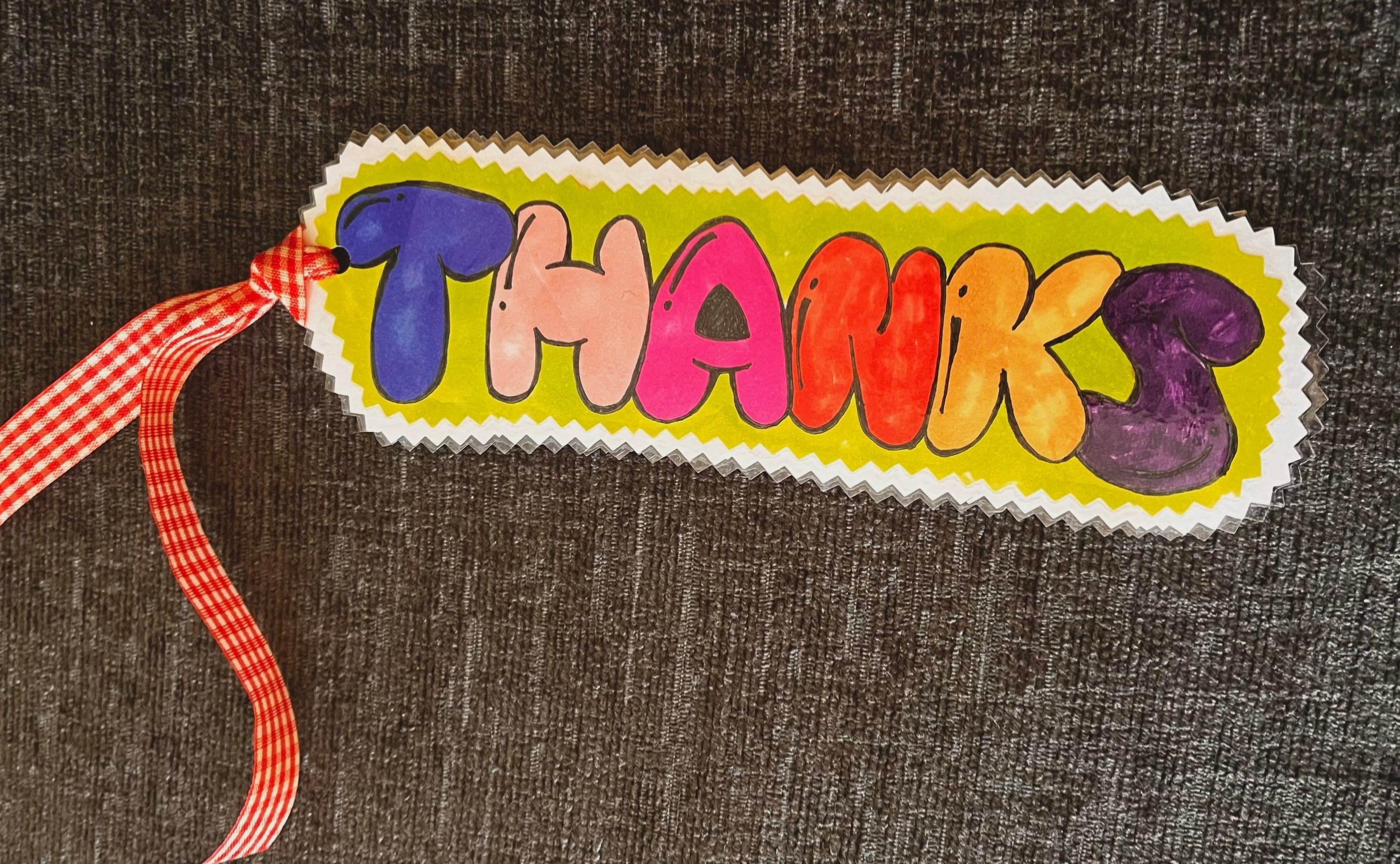 Hand‑Drawn Thank You Bookmark – Cute Laminated Design  Teacher Gift  End‑of‑Term Keepsake