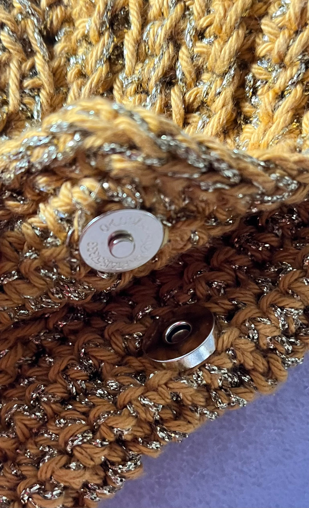 Mustard & Gold Crochet Wrist Purse – Handmade Small Clutch