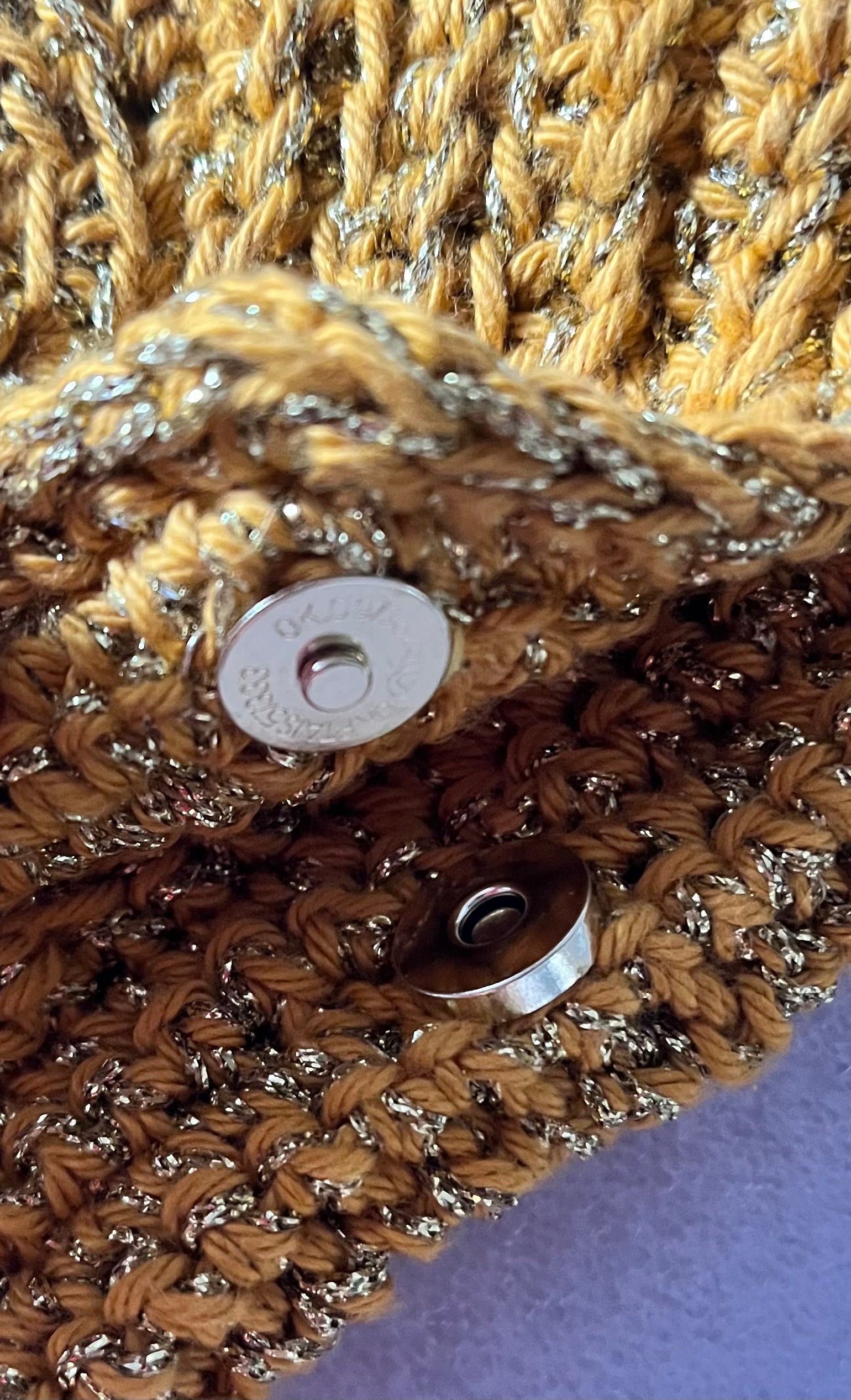 Mustard & Gold Crochet Wrist Purse – Handmade Small Clutch