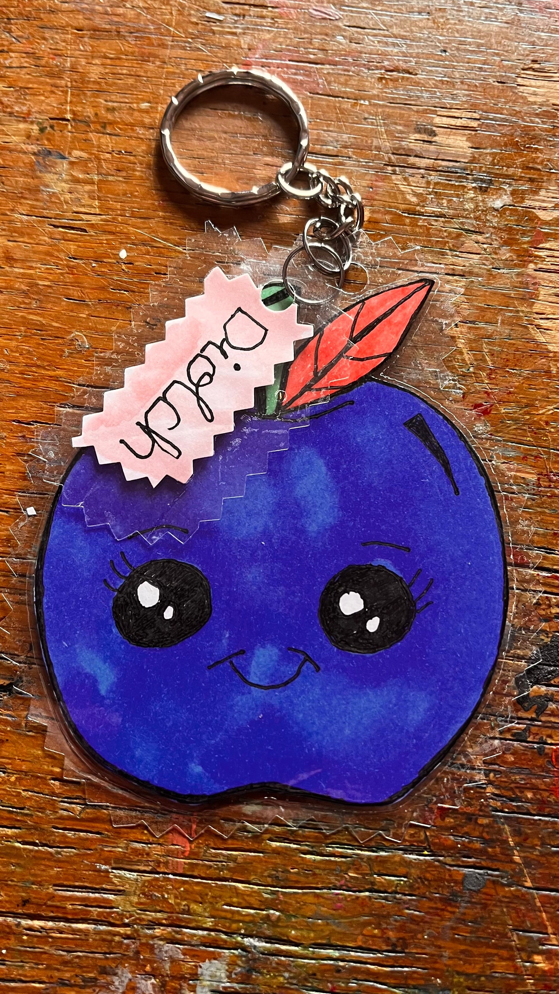 Handmade Laminated Apple little Keyring – Perfect Teacher Gift, Diolch Welsh Teacher Keychring