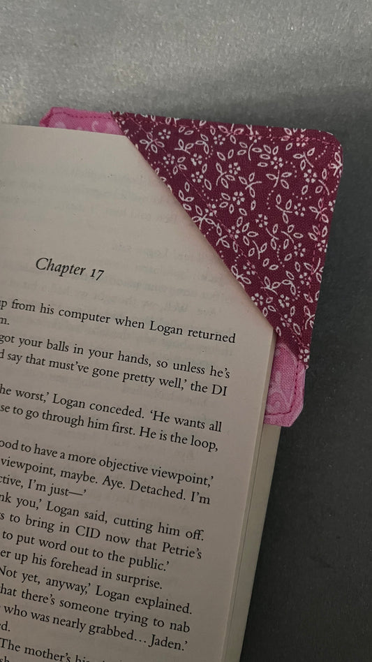 Handmade Fabric Corner Bookmark - Floral Design | Book Lover Gift