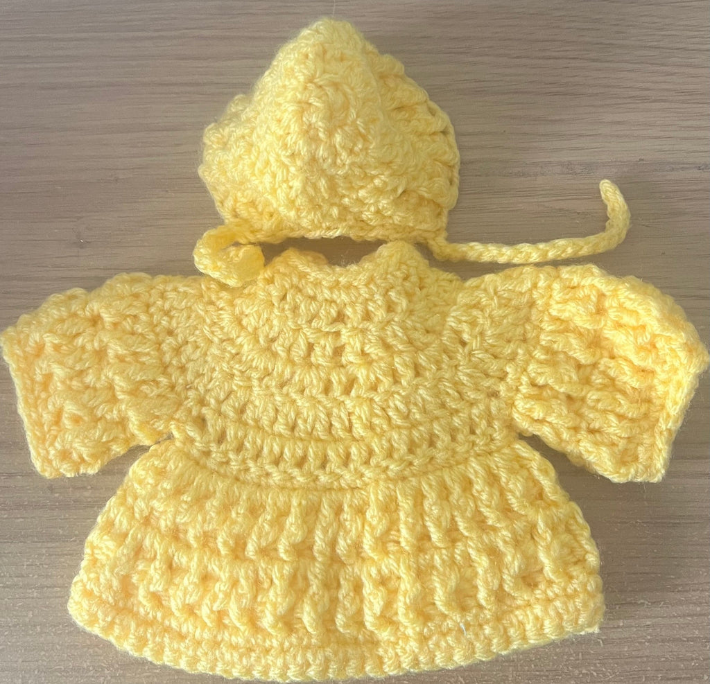 Hand‑Crocheted Preemie Baby Cardigan & Bonnet Set
