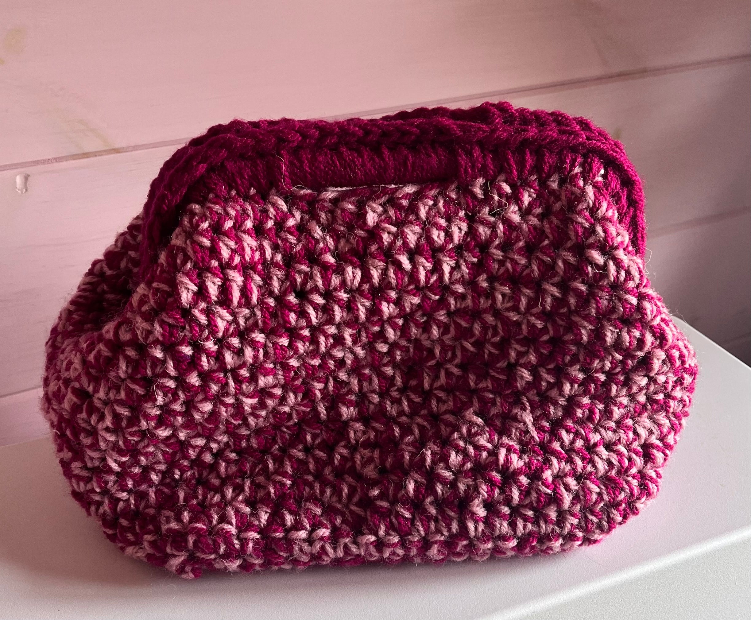 Handmade Crochet Clutch Bag in Berry blush - Handmade Crochet Clutch Bag – Stylish Clutch Bag for Any Occasion UK