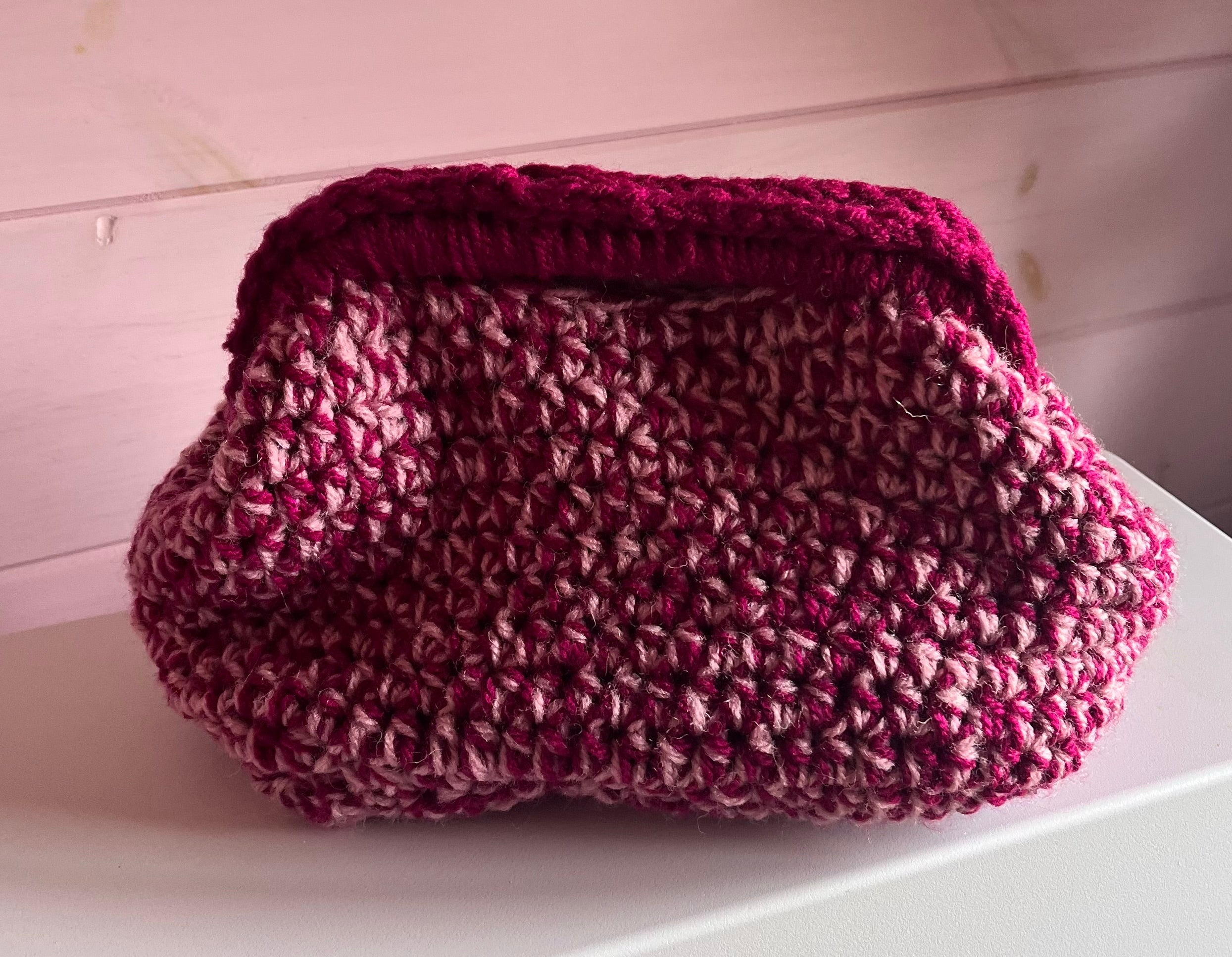 Handmade Crochet Clutch Bag in Berry blush - Handmade Crochet Clutch Bag – Stylish Clutch Bag for Any Occasion UK
