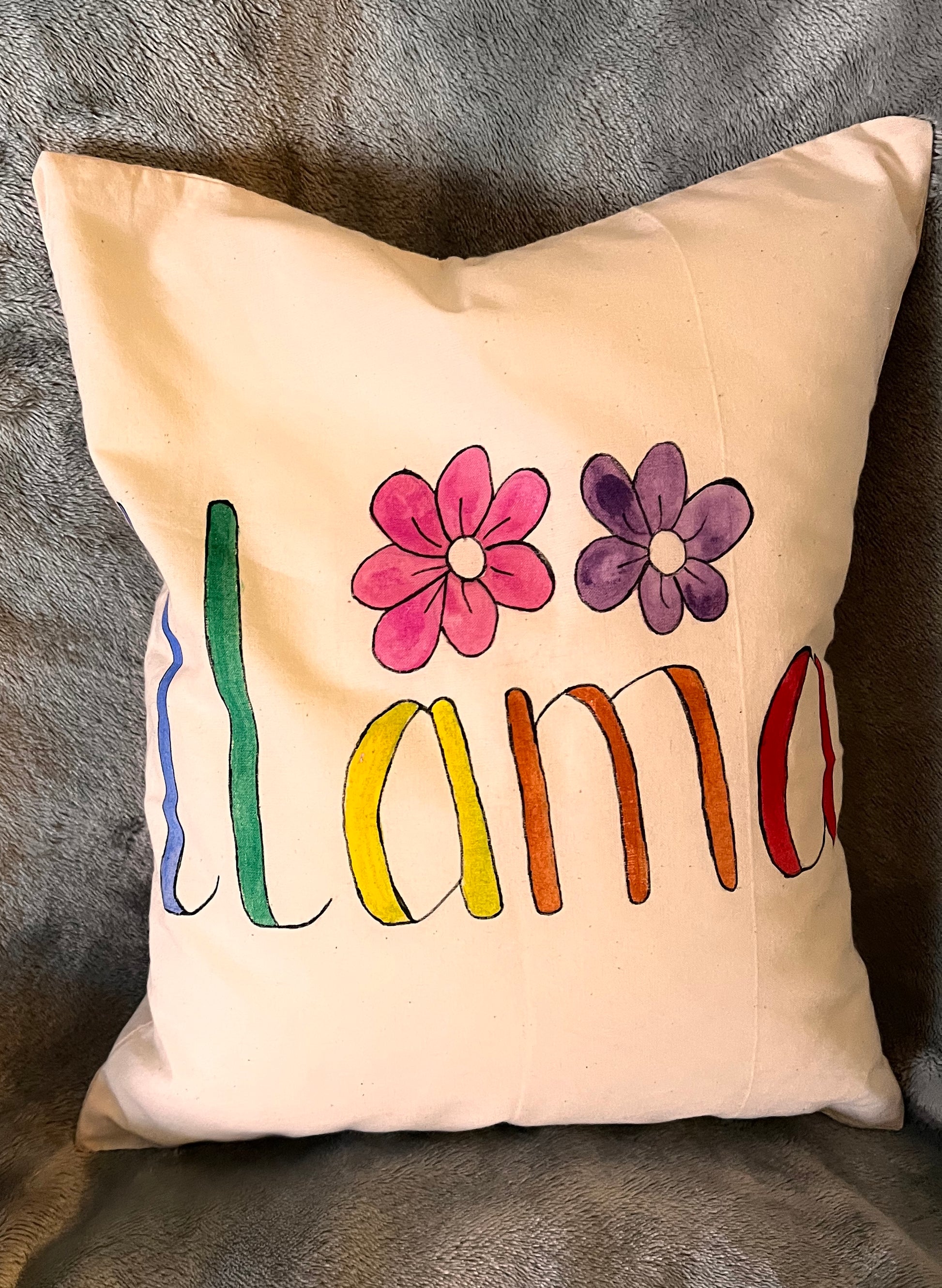 Hand - Painted Llama Cushion – Always Follow Your Dreams | Unique Handmade Gift & Whimsical Home Décor - cosy creations 24